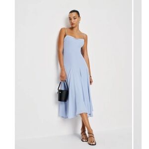 Reformation Pale Blue Midi Slip Dress with Spaghetti Straps